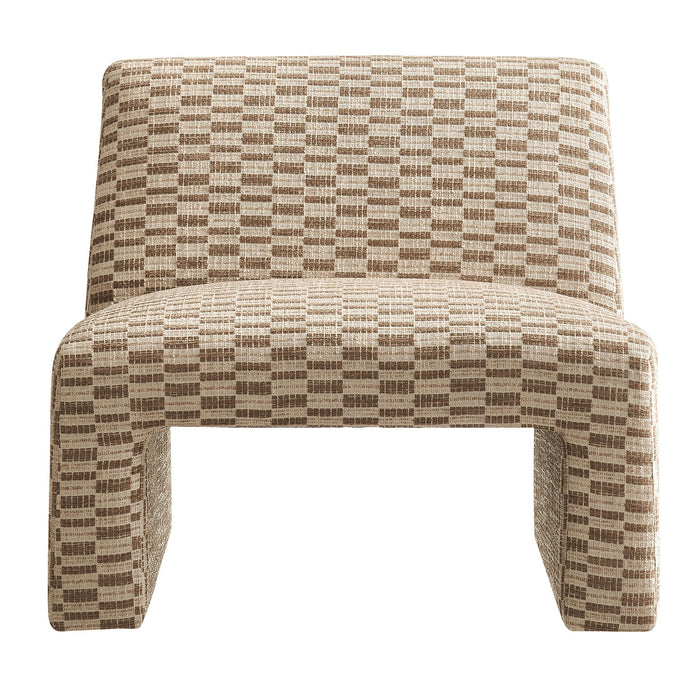 Modway Amita Checked Woven Fabric Armless Accent Chair in Mineral - detail view