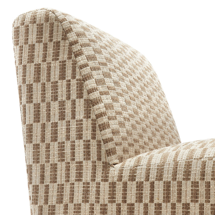 Modway Amita Checked Woven Fabric Armless Accent Chair in Mineral - lifestyle view