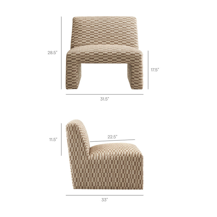 Modway Amita Checked Woven Fabric Armless Accent Chair in Mineral - dimensions and specifications 16