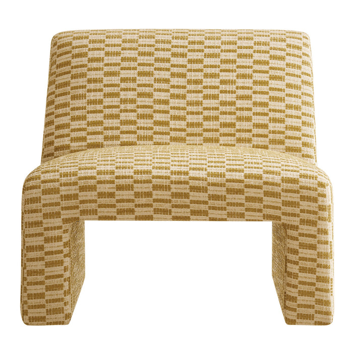 Modway Amita Checked Woven Fabric Armless Accent Chair in Sunrise - detail view