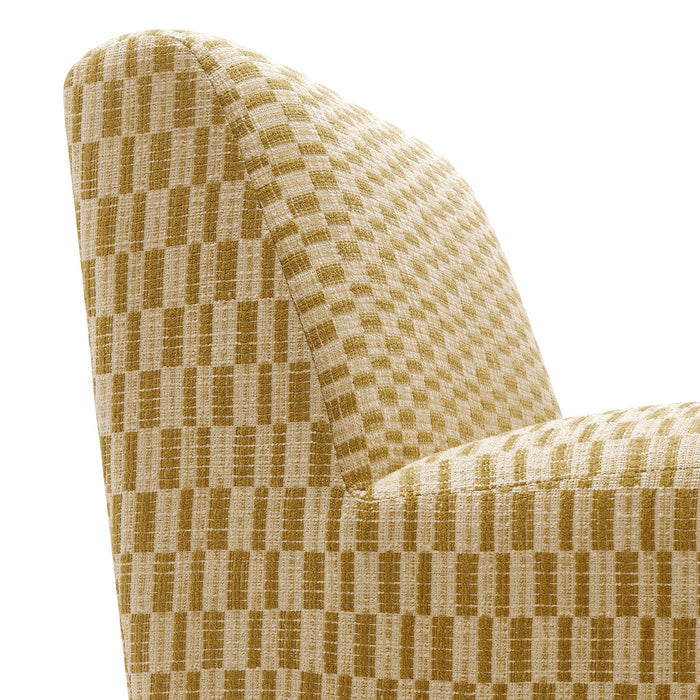 Modway Amita Checked Woven Fabric Armless Accent Chair in Sunrise - lifestyle view