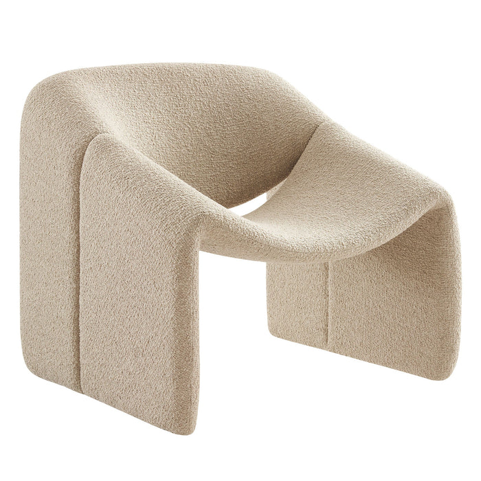 Modway Vivi Looped Textural Fabric Curved Arm Accent Chair in Linen - front view