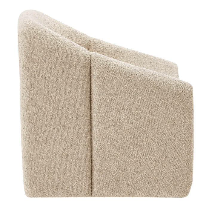Modway Vivi Looped Textural Fabric Curved Arm Accent Chair in Linen - angled view