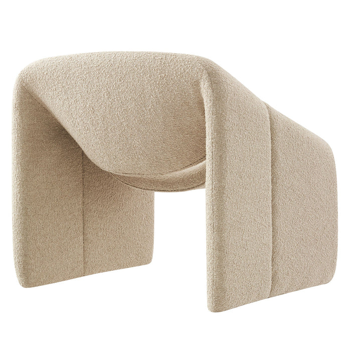 Modway Vivi Looped Textural Fabric Curved Arm Accent Chair in Linen - side view