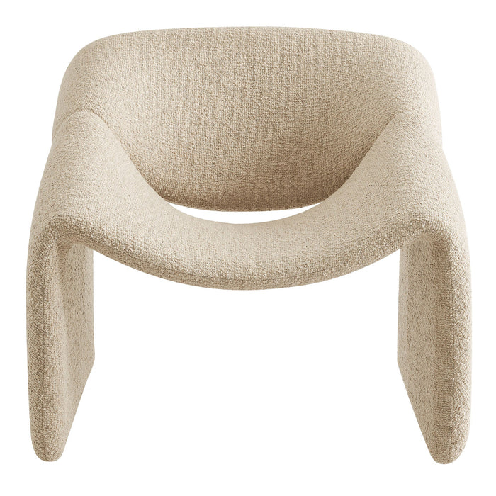 Modway Vivi Looped Textural Fabric Curved Arm Accent Chair in Linen - detail view