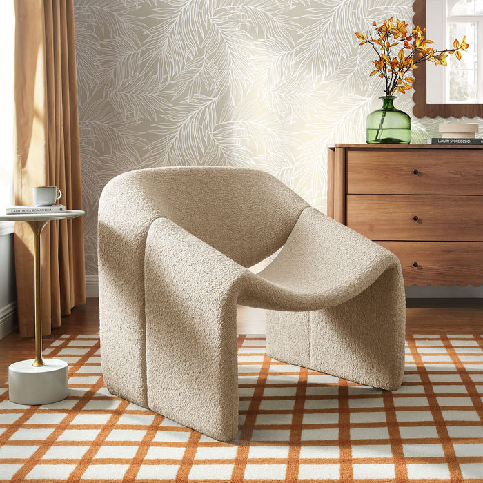 Modway Vivi Looped Textural Fabric Curved Arm Accent Chair in Linen - lifestyle view 18