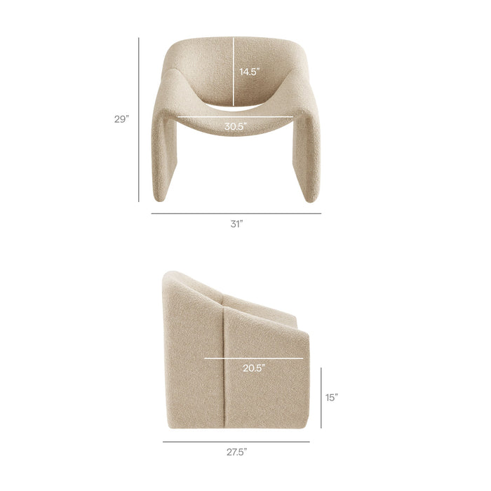 Modway Vivi Looped Textural Fabric Curved Arm Accent Chair in Linen - dimensions and specifications 27