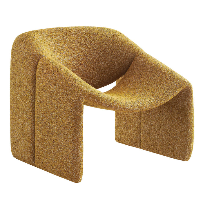 Modway Vivi Looped Textural Fabric Curved Arm Accent Chair in Mustard - front view