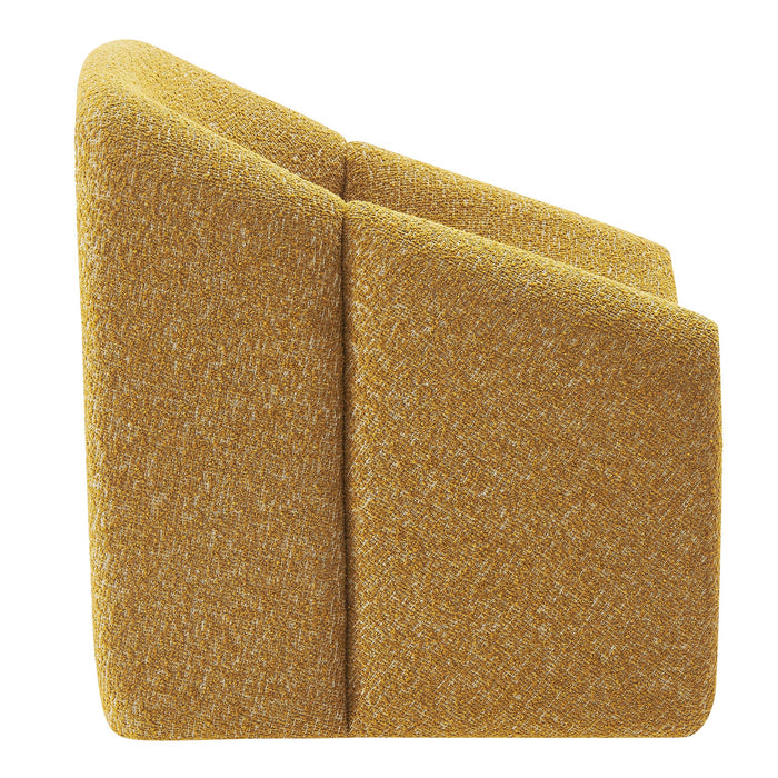 Modway Vivi Looped Textural Fabric Curved Arm Accent Chair in Mustard - angled view