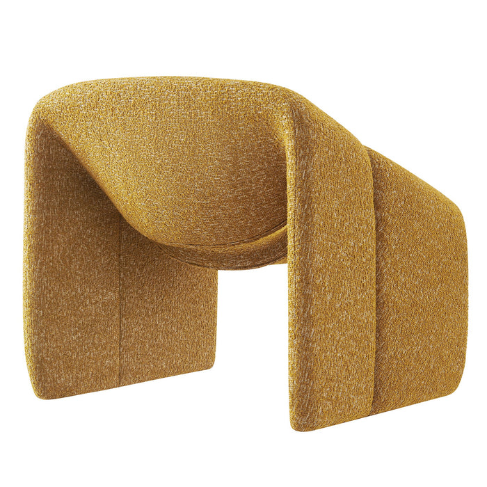 Modway Vivi Looped Textural Fabric Curved Arm Accent Chair in Mustard - side view