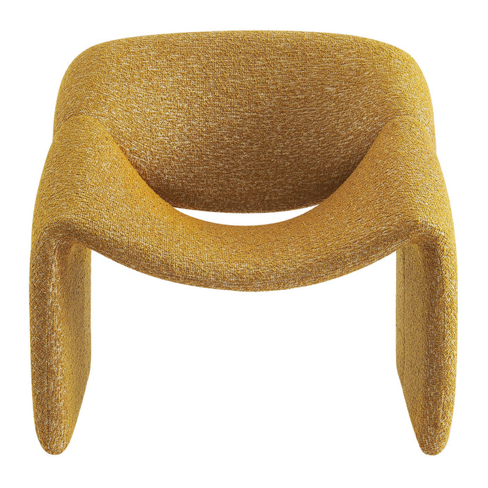 Modway Vivi Looped Textural Fabric Curved Arm Accent Chair in Mustard - detail view