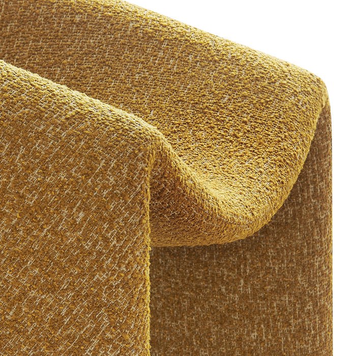 Modway Vivi Looped Textural Fabric Curved Arm Accent Chair in Mustard - lifestyle view