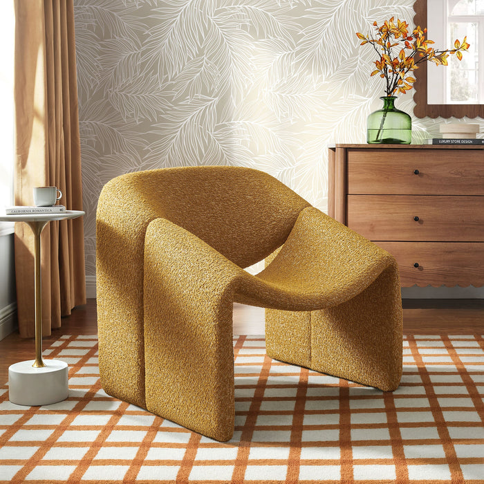Modway Vivi Looped Textural Fabric Curved Arm Accent Chair in Mustard - lifestyle view 17