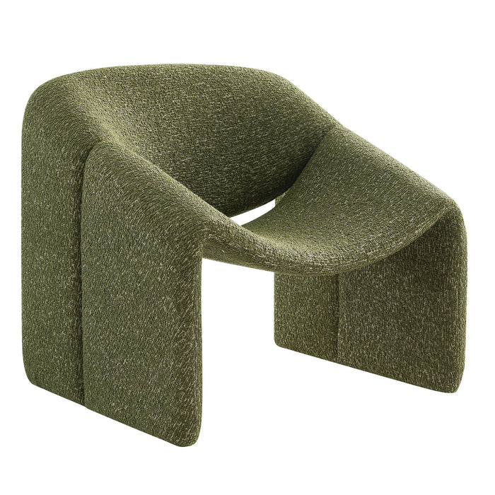 Modway Vivi Looped Textural Fabric Curved Arm Accent Chair in Olive - front view