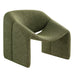 Modway Vivi Looped Textural Fabric Curved Arm Accent Chair in Olive - front view
