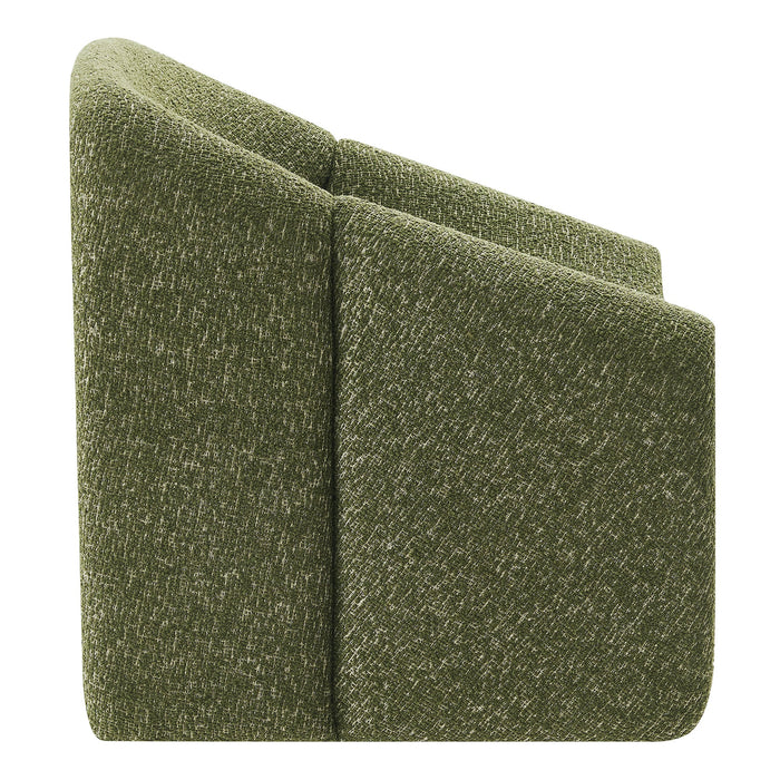Modway Vivi Looped Textural Fabric Curved Arm Accent Chair in Olive - angled view