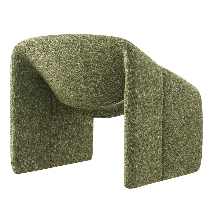 Modway Vivi Looped Textural Fabric Curved Arm Accent Chair in Olive - side view