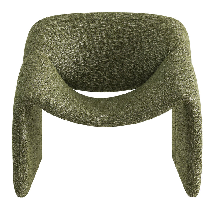 Modway Vivi Looped Textural Fabric Curved Arm Accent Chair in Olive - detail view
