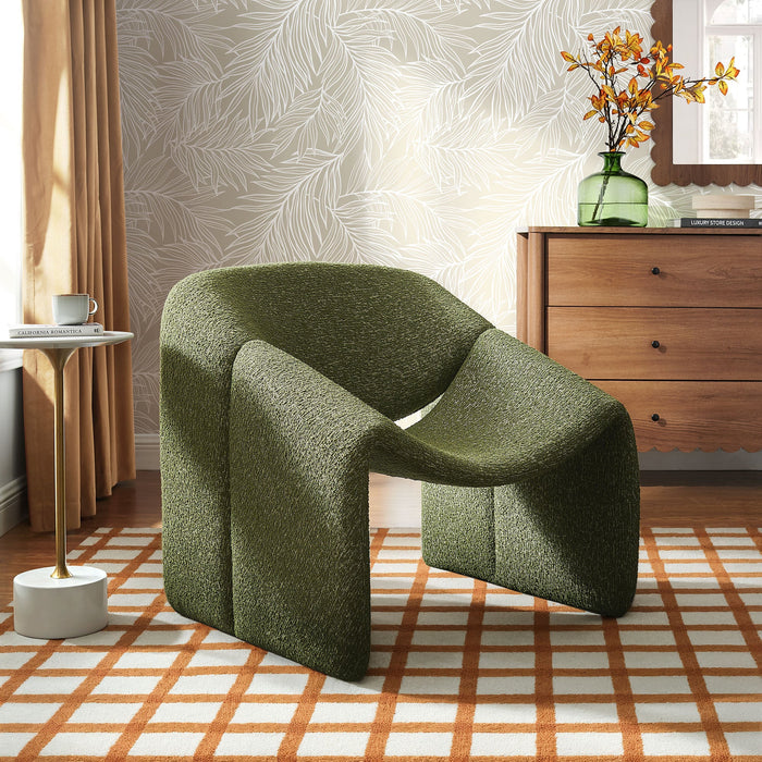 Modway Vivi Looped Textural Fabric Curved Arm Accent Chair in Olive - lifestyle view 16