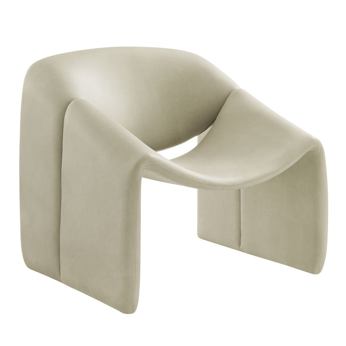 Modway Vivi Vegan Leather Curved Arm Accent Chair in Mineral - front view