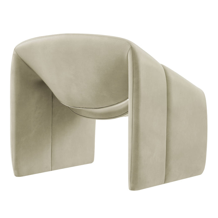 Modway Vivi Vegan Leather Curved Arm Accent Chair in Mineral - side view