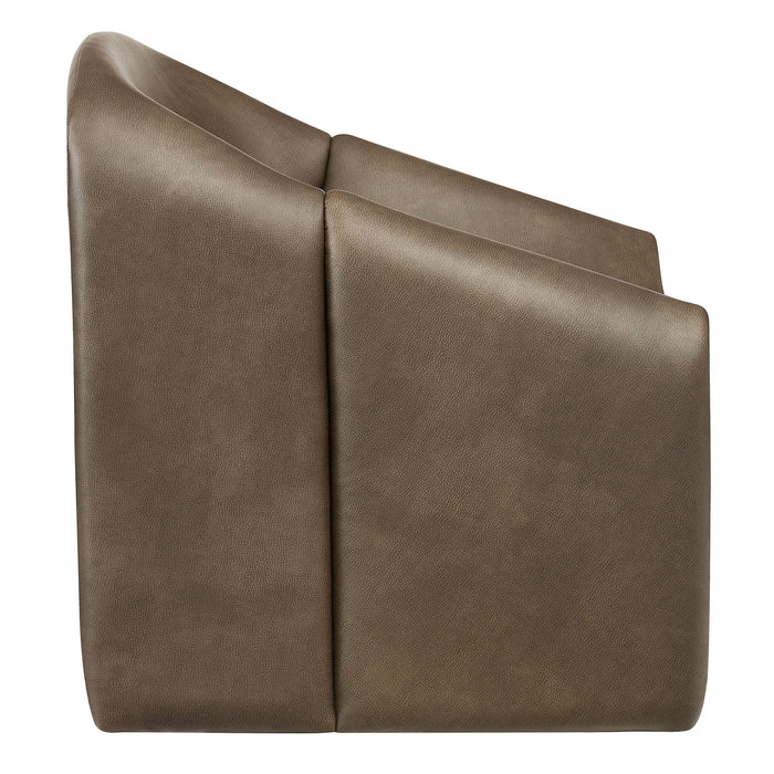 Modway Vivi Vegan Leather Curved Arm Accent Chair in Mushroom - angled view