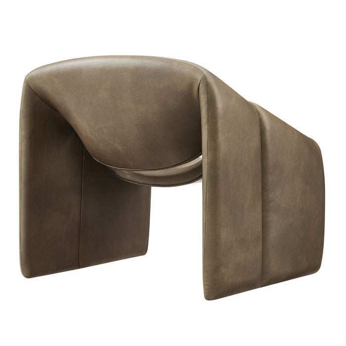 Modway Vivi Vegan Leather Curved Arm Accent Chair in Mushroom - side view