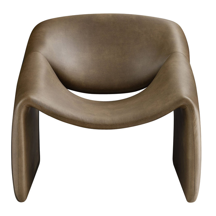 Modway Vivi Vegan Leather Curved Arm Accent Chair in Mushroom - detail view