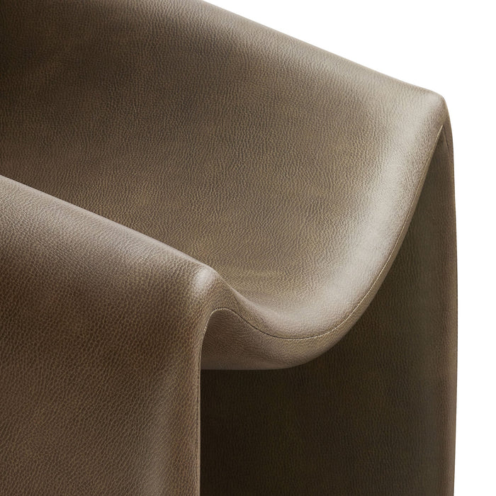 Modway Vivi Vegan Leather Curved Arm Accent Chair in Mushroom - lifestyle view