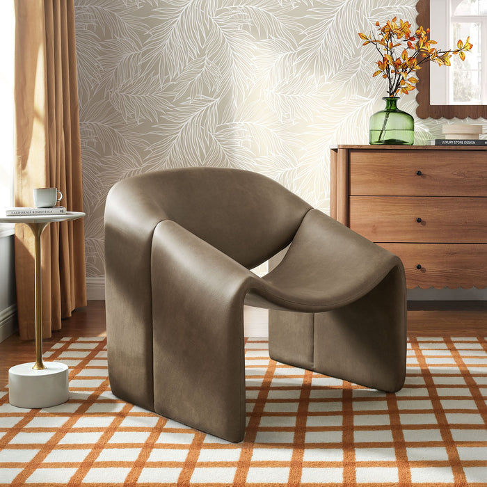 Modway Vivi Vegan Leather Curved Arm Accent Chair in Mushroom - lifestyle view 16