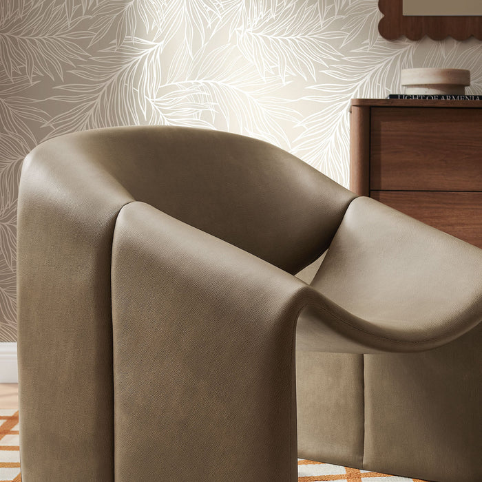 Modway Vivi Vegan Leather Curved Arm Accent Chair in Mushroom - lifestyle view 19