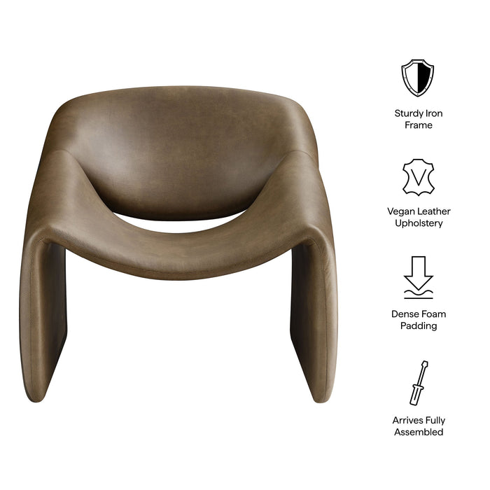 Modway Vivi Vegan Leather Curved Arm Accent Chair in Mushroom - dimensions and specifications