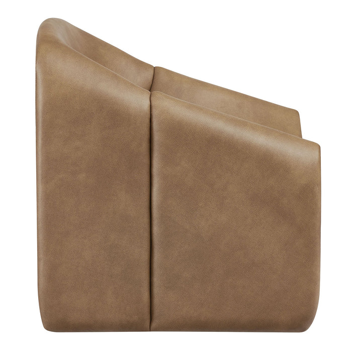 Modway Vivi Vegan Leather Curved Arm Accent Chair in Toast - angled view