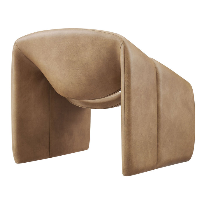 Modway Vivi Vegan Leather Curved Arm Accent Chair in Toast - side view
