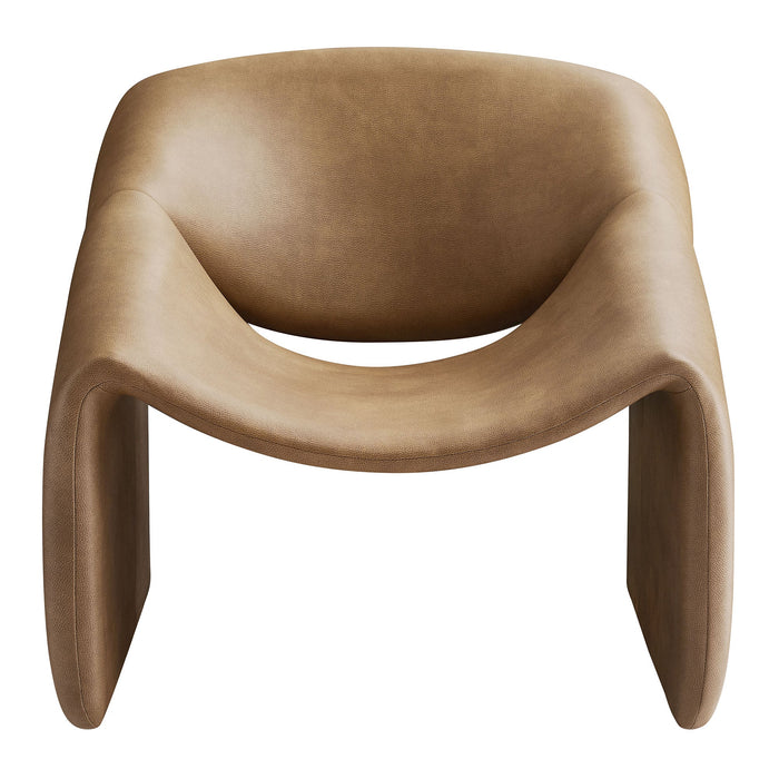 Modway Vivi Vegan Leather Curved Arm Accent Chair in Toast - detail view