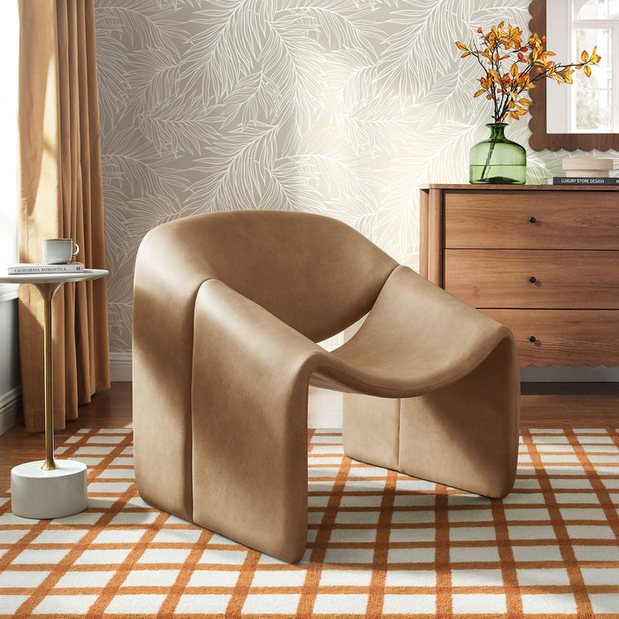 Modway Vivi Vegan Leather Curved Arm Accent Chair in Toast - lifestyle view 18