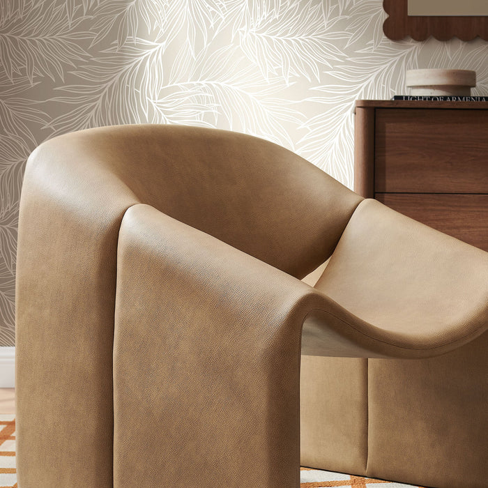 Modway Vivi Vegan Leather Curved Arm Accent Chair in Toast - lifestyle view 21