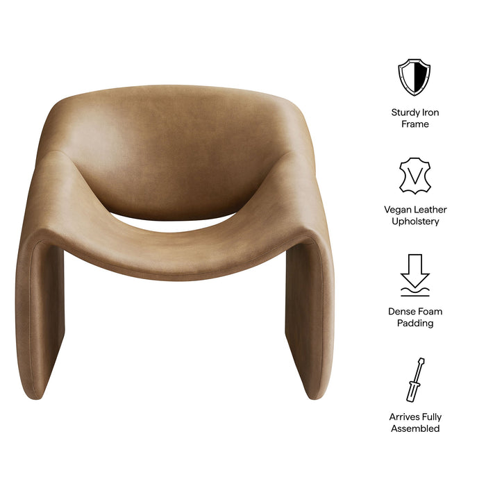 Modway Vivi Vegan Leather Curved Arm Accent Chair in Toast - dimensions and specifications