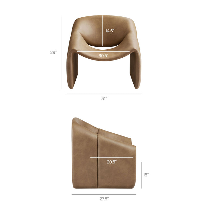 Modway Vivi Vegan Leather Curved Arm Accent Chair in Toast - dimensions and specifications 27