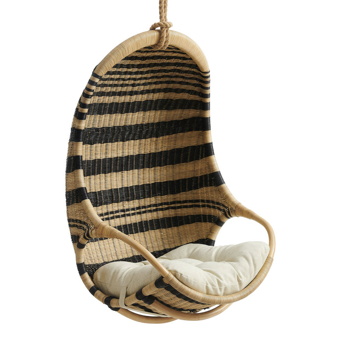 Modway Carlo Two-Tone Woven Natural Rattan Hanging Chair in Natural - front view