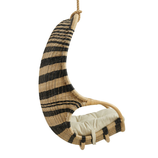 Modway Carlo Two-Tone Woven Natural Rattan Hanging Chair in Natural - angled view