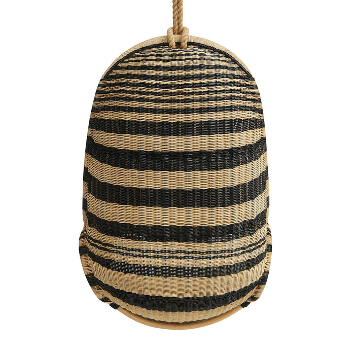 Modway Carlo Two-Tone Woven Natural Rattan Hanging Chair in Natural - side view