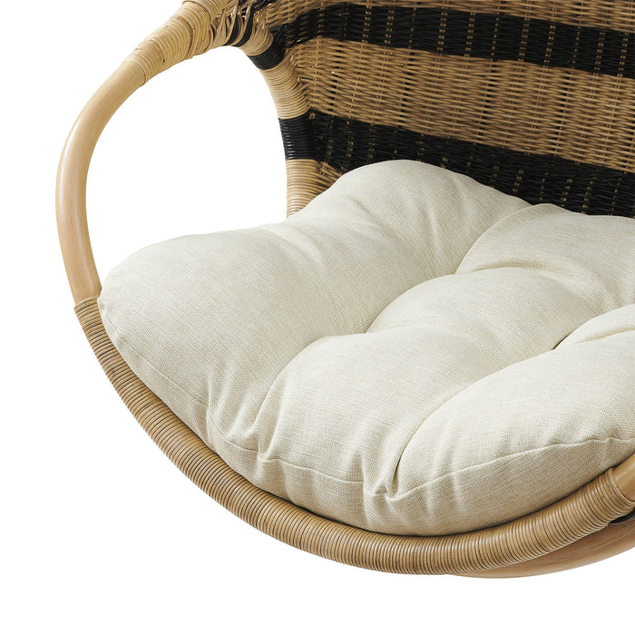 Modway Carlo Two-Tone Woven Natural Rattan Hanging Chair in Natural - lifestyle view