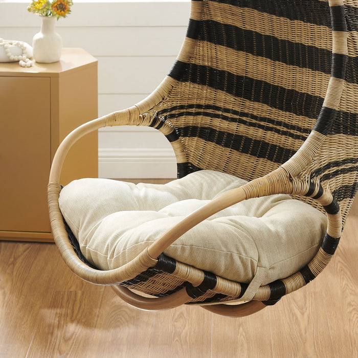 Modway Carlo Two-Tone Woven Natural Rattan Hanging Chair in Natural - lifestyle view 6
