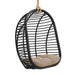 Modway Neve Open Rib Weave Natural Rattan Hanging Chair in Black - front view