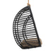 Modway Neve Open Rib Weave Natural Rattan Hanging Chair in Black - angled view