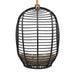 Modway Neve Open Rib Weave Natural Rattan Hanging Chair in Black - side view