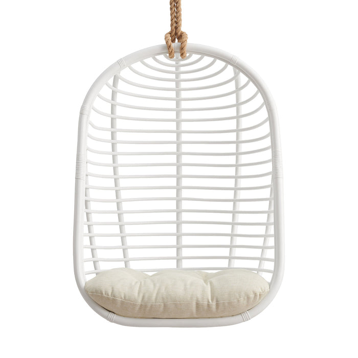 Modway Neve Open Rib Weave Natural Rattan Hanging Chair in White - detail view