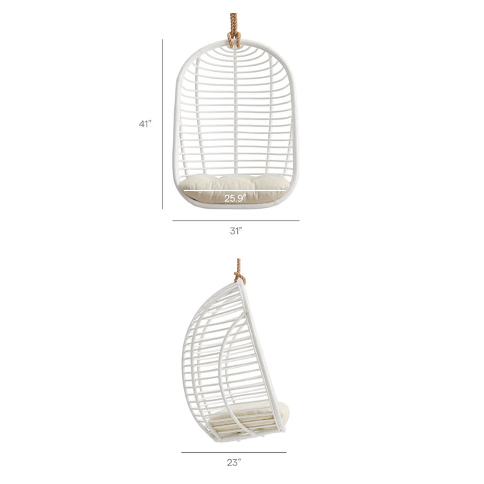 Modway Neve Open Rib Weave Natural Rattan Hanging Chair in White - dimensions and specifications 25