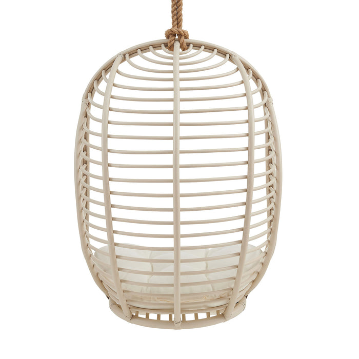 Modway Neve Open Rib Weave Natural Rattan Hanging Chair in Light Tan - side view